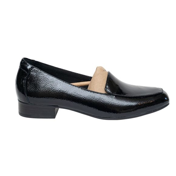 clarks black patent loafers